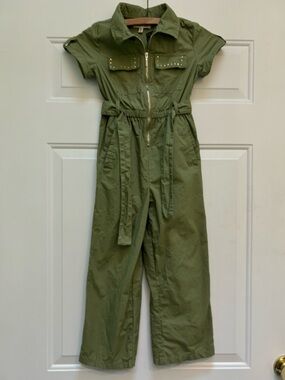 Kensie Girl Olive Green Studded Zip-Front Jumper 6